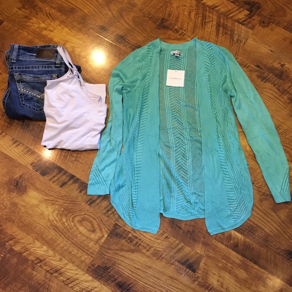 NWT Croft & Barrow pool blue cardigan - Picture 2 of 4